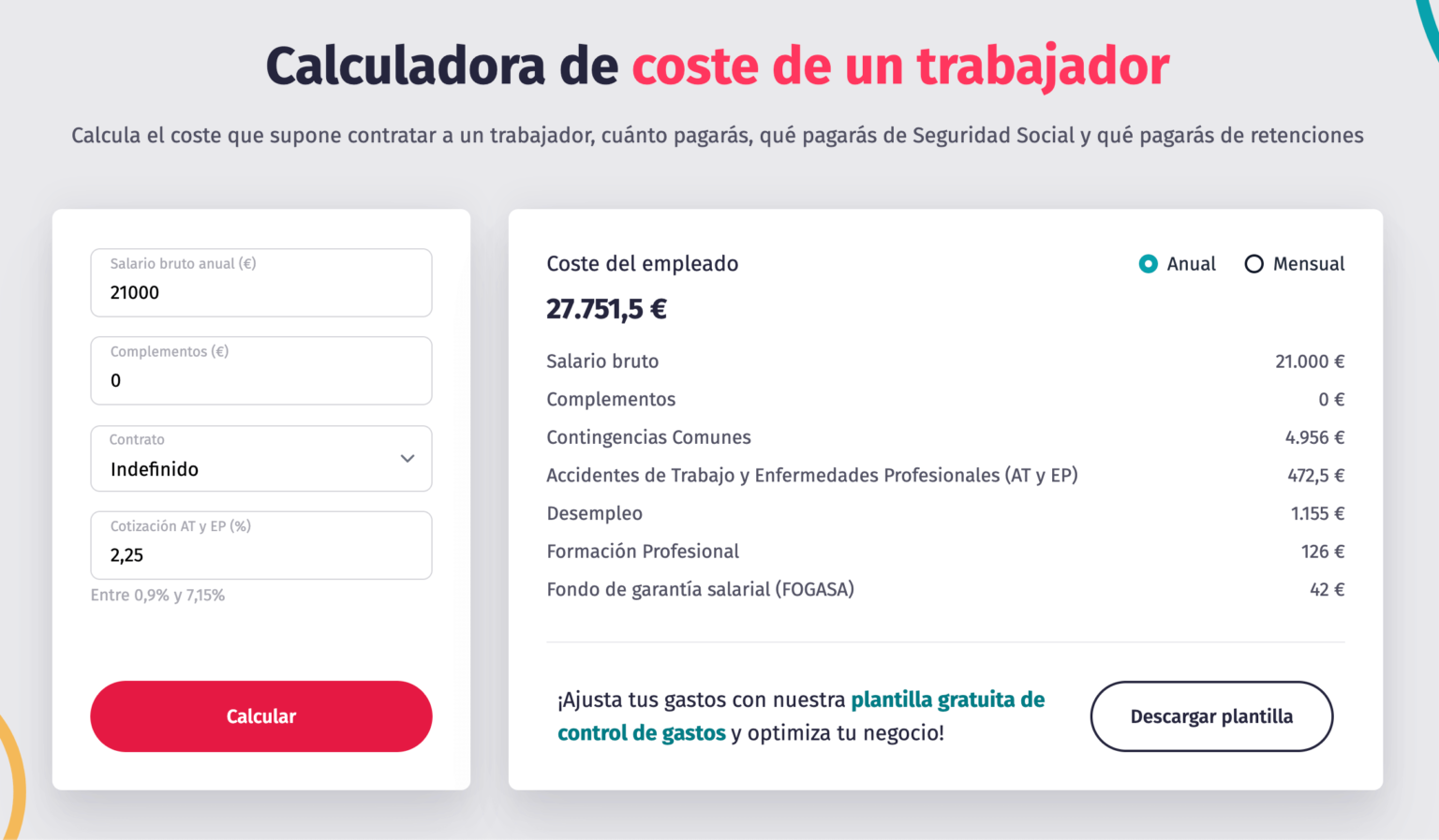 💼 Coste Del Trabajador Para La Empresa Calculadora Factorial 9609