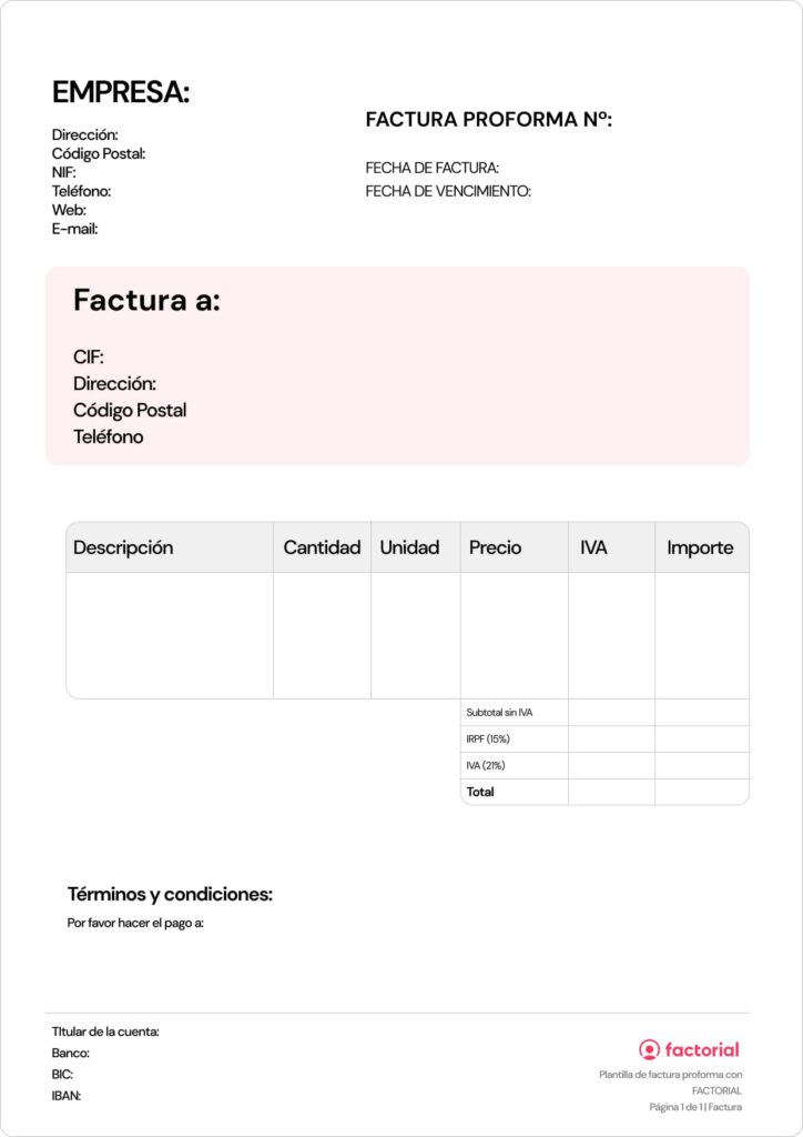 Modelo de factura proforma